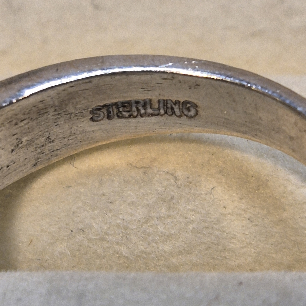 Native American Zuni Artisan Sterling Silver Gemstone Inlay Ring - Picture 3 of 10